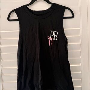 Pure Barre Black Tank Top with Pink Bow Detail